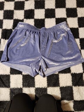 Women's Velvet Lounge Shorts - Dusty Blue